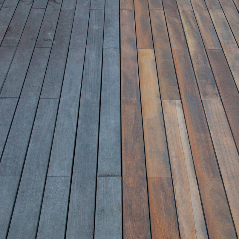 before and after deck refinishing